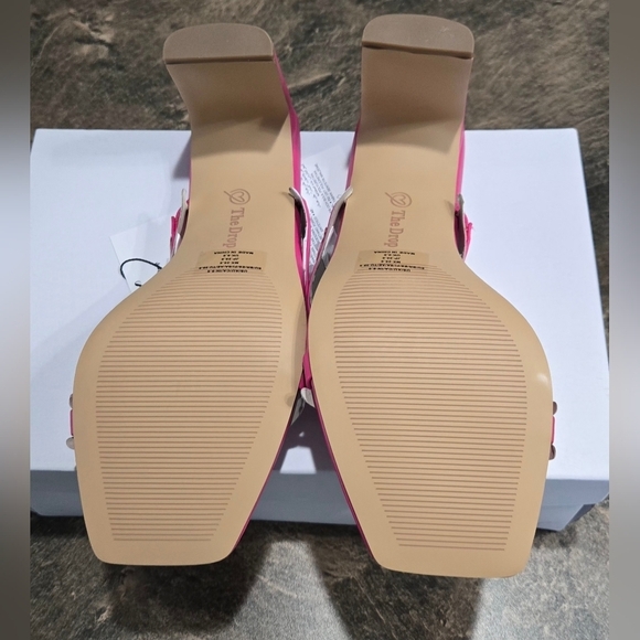 The Drop Avery Square Toe Two Strap High Heeled Sandal #780 - Picture 4 of 16